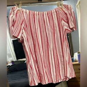 Red and White Striped Blouse